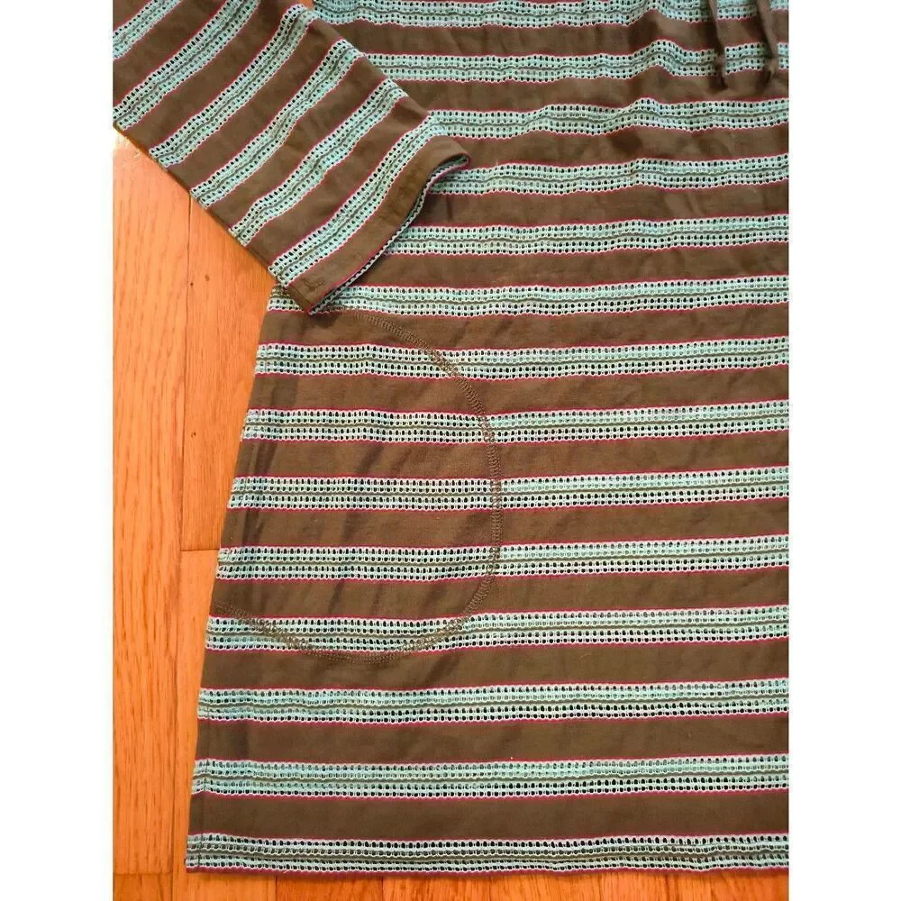 Hooded LS tunic swim cover up prAna Alexia Tunic dark brown/green light blue str